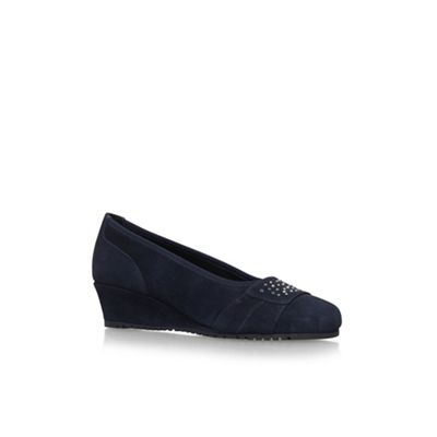 Blue 'Allie' mid heel wedge court shoes